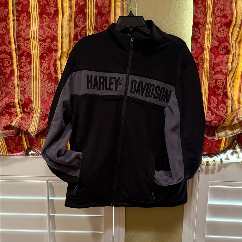 Harley-Davidson Black and Gray Zip-Up Jacket